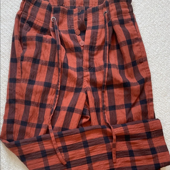 Free People high waisted paper bag Plaid Pants - Picture 1 of 5